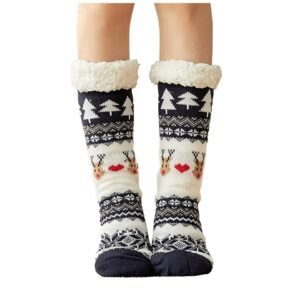 chaussette de noel renne homme bleu