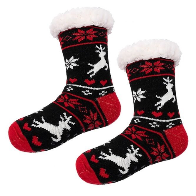 Chaussette de Noël rouge et noir renne