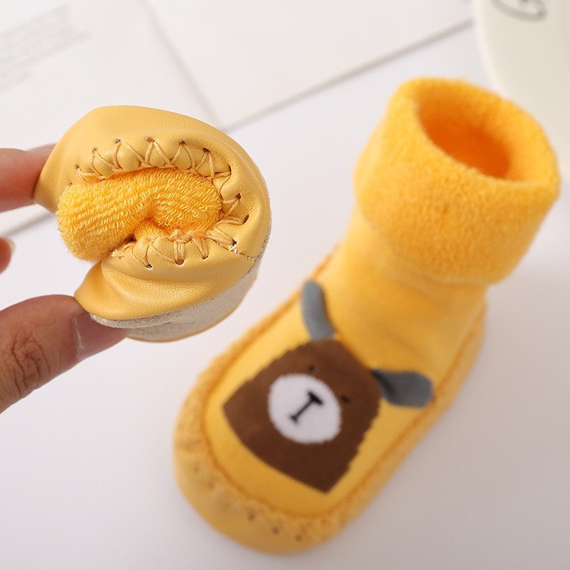 Chaussette chausson antidérapant jaune pour bébé