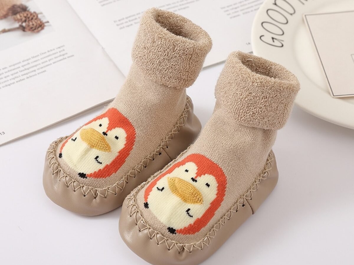 Chaussette Chausson Antiderapant Beige Pour Bebe