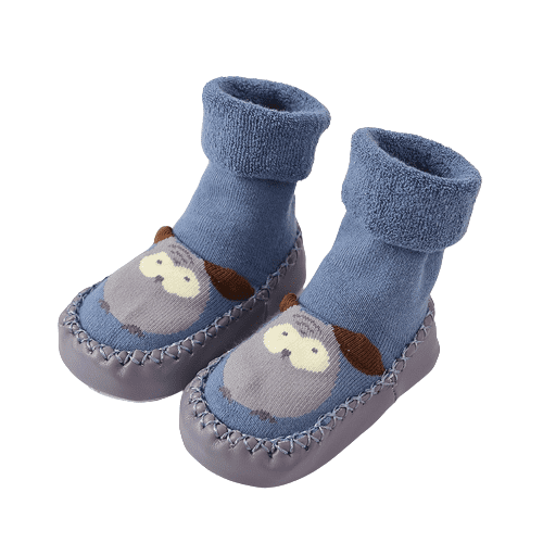 Chaussons-chaussettes enfant antidérapants - bleu grisé, Chaussures
