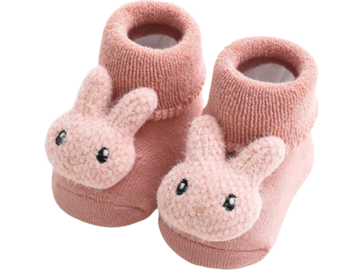 Chaussettes printées en coton rose bébé