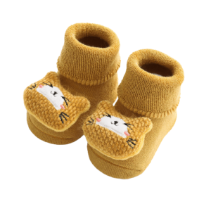 chausson chaton jaune bébé