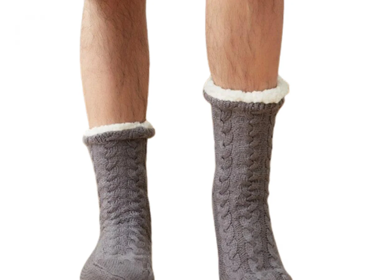 Chaussettes-chaussons Homme HERYEBING - Doublure Polaire Chaude, Semelle Antidérapante, Boîte Cadeau (tailles 39-46)