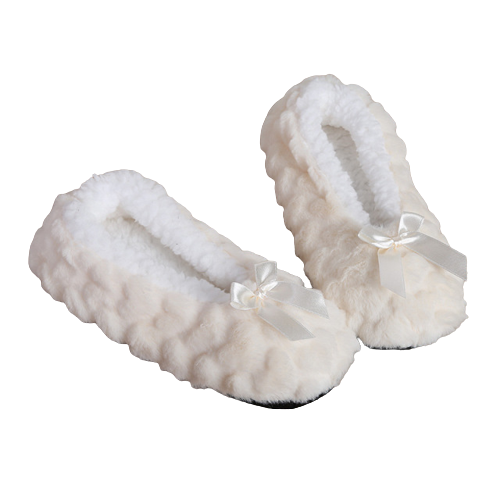 chausson fluffy blanc pour femme