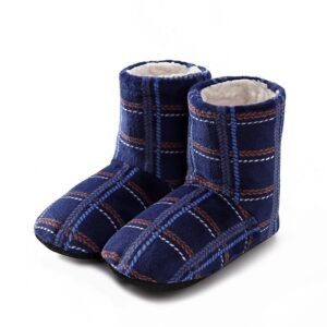 Pantoufle haute homme bleu carreaux