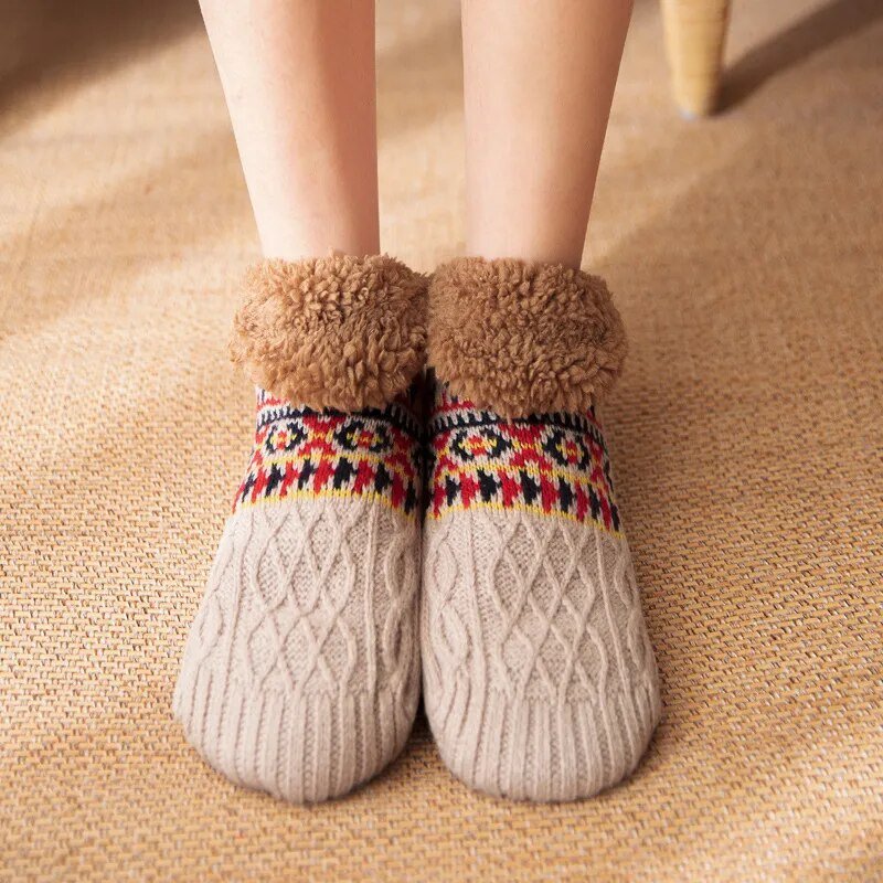 2 Paires De Chaussons-chaussettes Antidérapants – Polaire épaisse, Taille 37-42, Doux Et Chauds Pour L’hiver