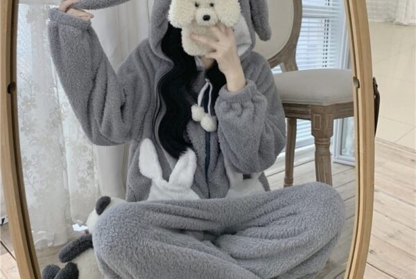 Pyjama pilou pilou lapin gris femme