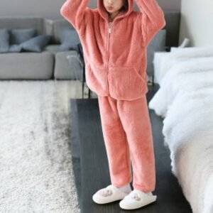 Pyjama pilou pilou à capuche fille - Bleu ciel