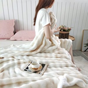 Grand plaid fausse fourrure - Blanc