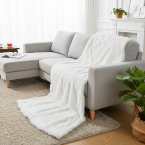 Plaid en fourrure de lapin - Blanc