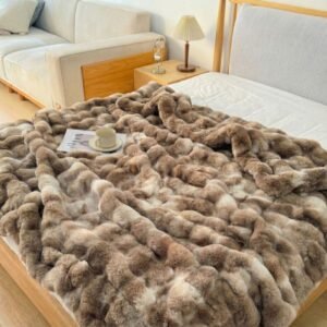 Plaid fausse fourrure 180 x 200 - Marron