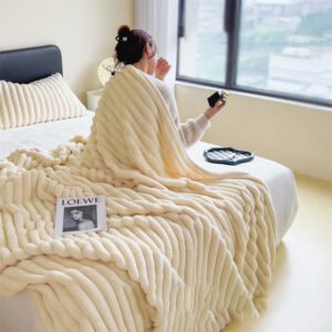 Plaid fausse fourrure blanc xxl