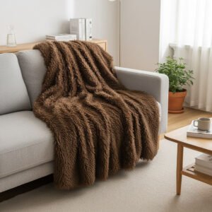 Plaid fausse fourrure chocolat