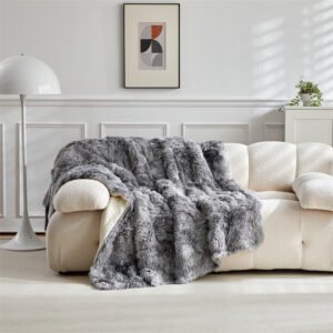 Plaid fausse fourrure gris anthracite