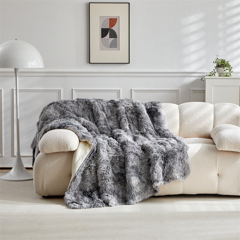 Plaid fausse fourrure gris anthracite (1)