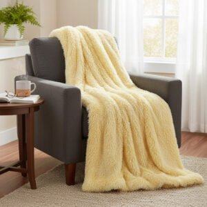 Plaid fausse fourrure jaune