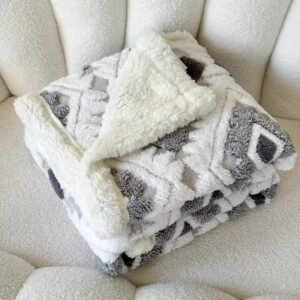 Gros plaid polaire à motifs - Gris