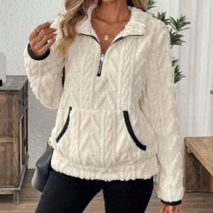 Pull pilou pilou femme à zip - Blanc, S