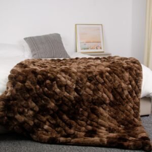 Plaid fausse fourrure beige marron