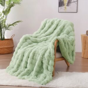Plaid fausse fourrure vert