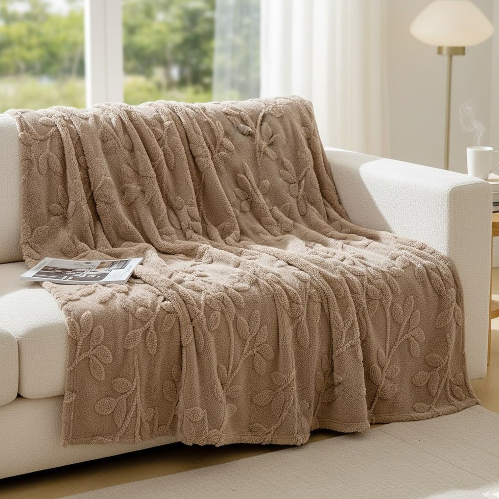 Plaid polaire beige motifs (4)