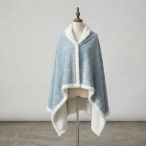 Plaid poncho sherpa - Bleu