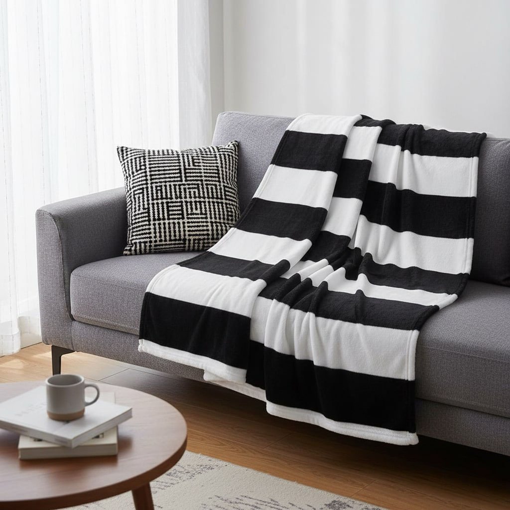 plaid polaire noir et blanc (5)