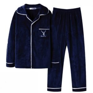 Pyjama homme chemise pilou - Bleu marine, L