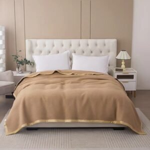 Plaid en laine camel épais