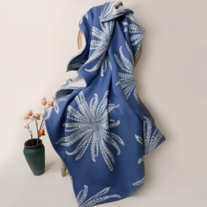 Plaid en laine imprimé - Bleu