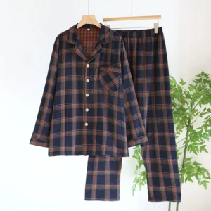 Pyjama homme pilou flanelle 100% coton - Bleu