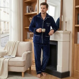 Pyjama homme pilou polaire marine - L