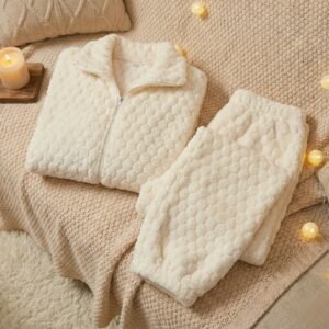 Pyjama pilou femme polaire corail - Beige, M