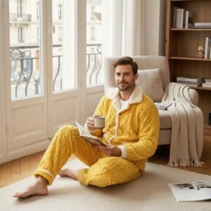 Pyjama pilou jaune homme