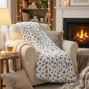 Plaid en polaire tout doux - Mini Floral Bleu