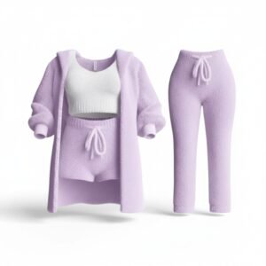 Pyjama pilou pilou femme 4 pièces - Violet