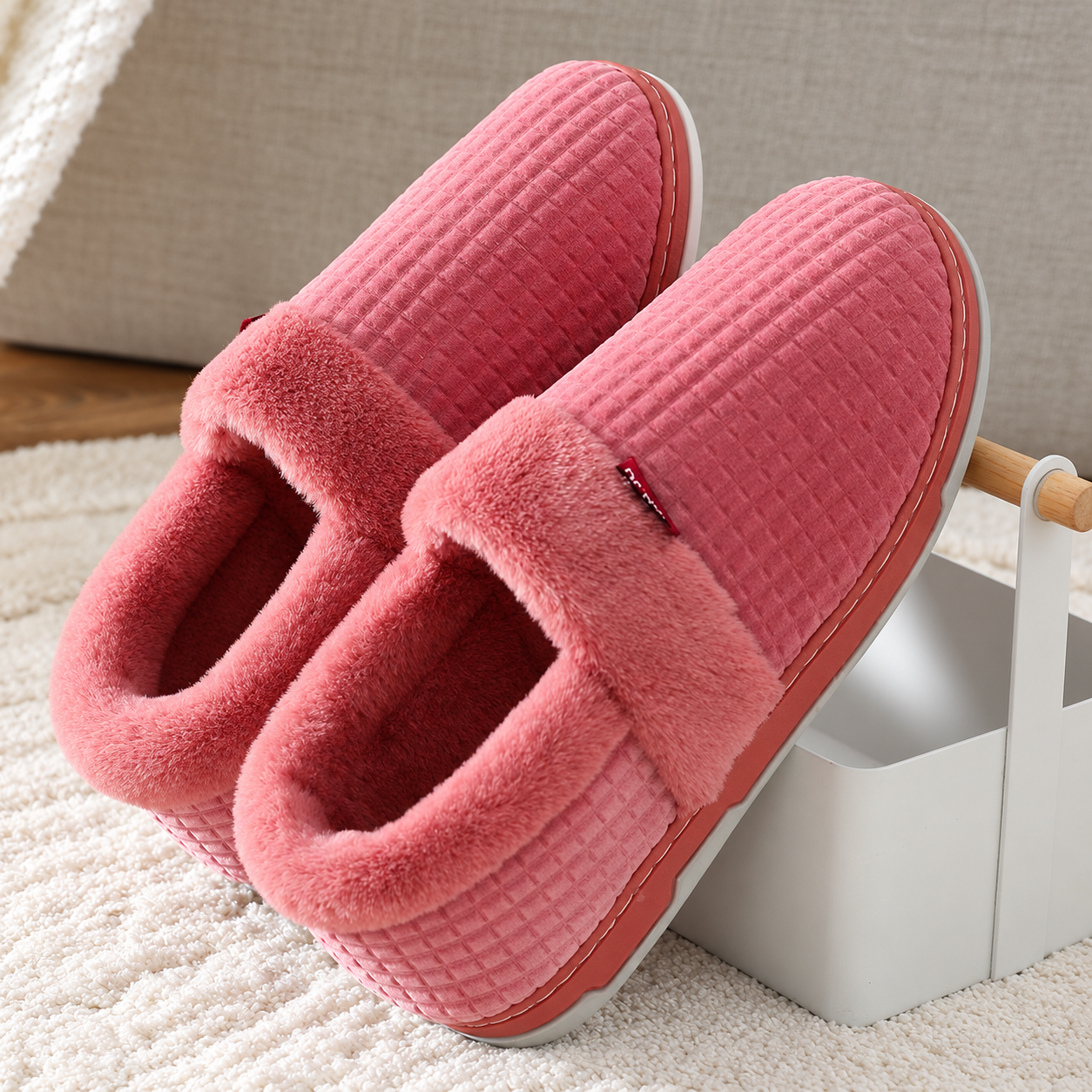 Chaussons roses en pilou pilou, vue 3