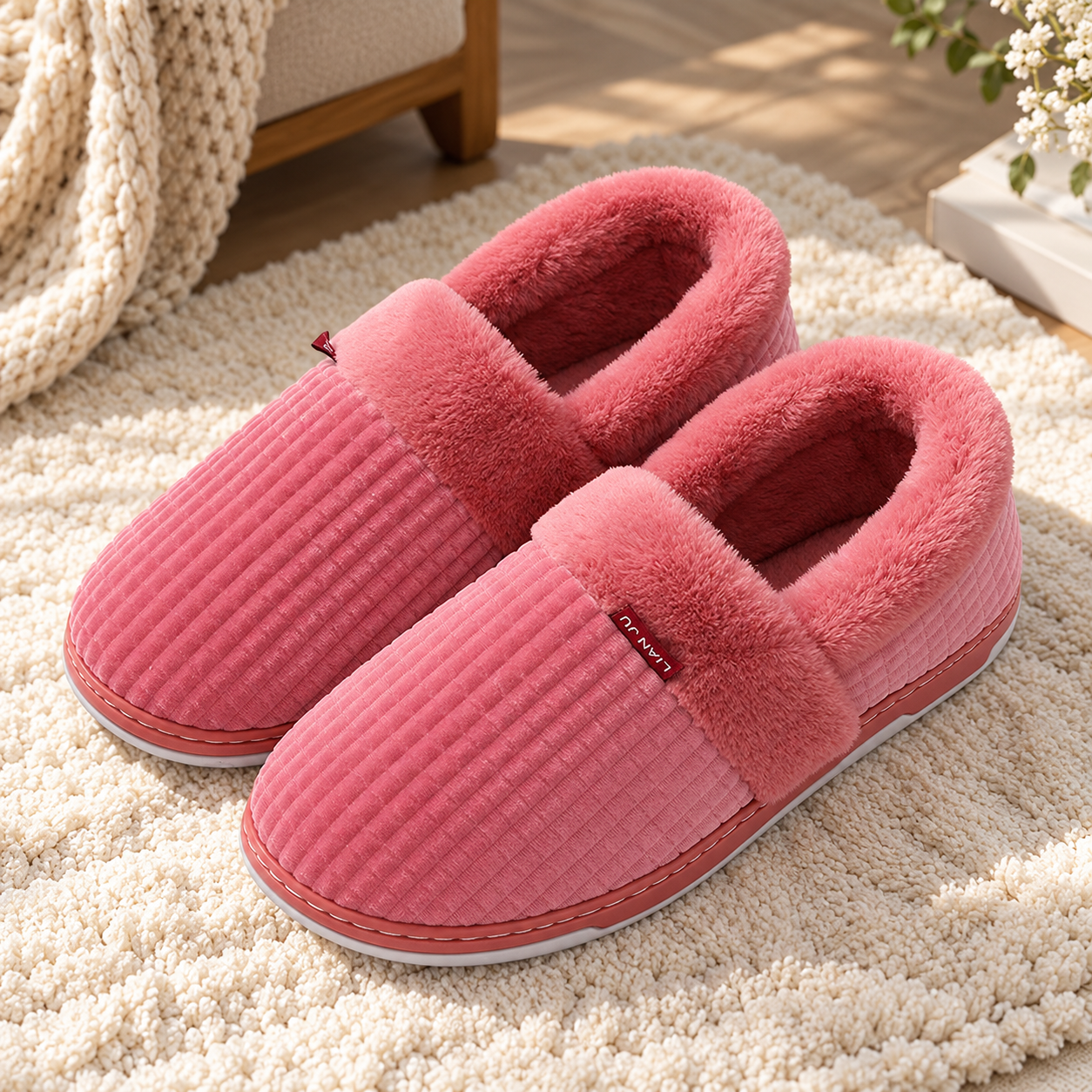 Chaussons roses en pilou pilou-5 Chaussons roses en pilou pilou