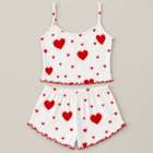 Ensemble pyjama short femme à motif cœurs, vue 2