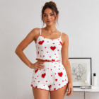 Ensemble pyjama short femme à motif cœurs