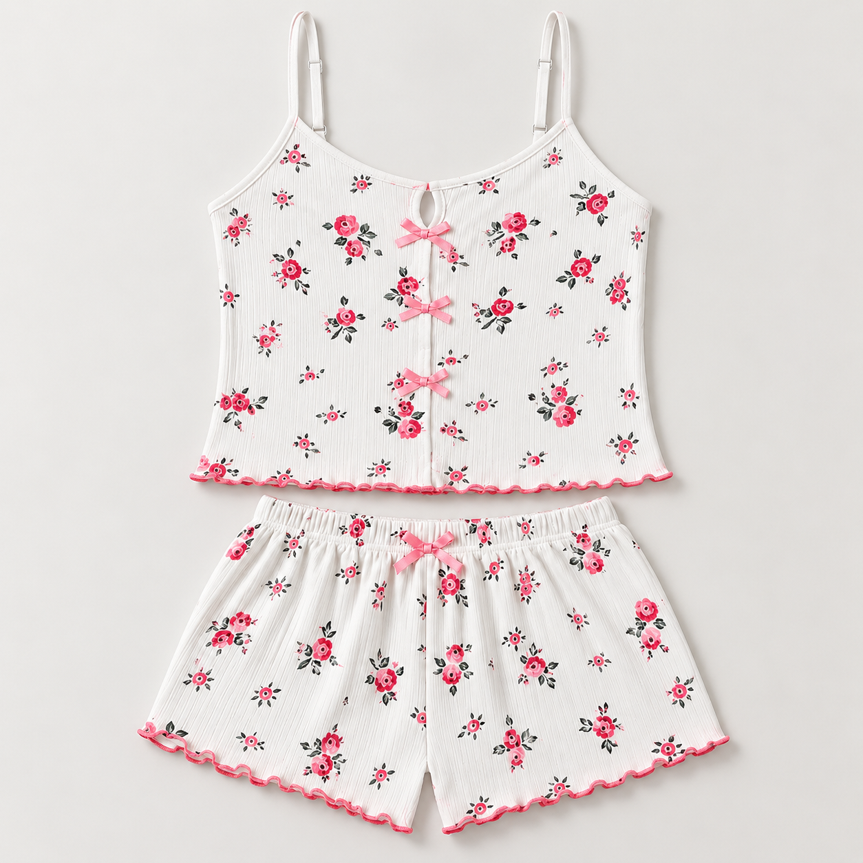 Ensemble pyjama short femme à motif floral, vue 2