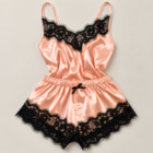 Ensemble pyjashort caraco femme en satin, vue 2