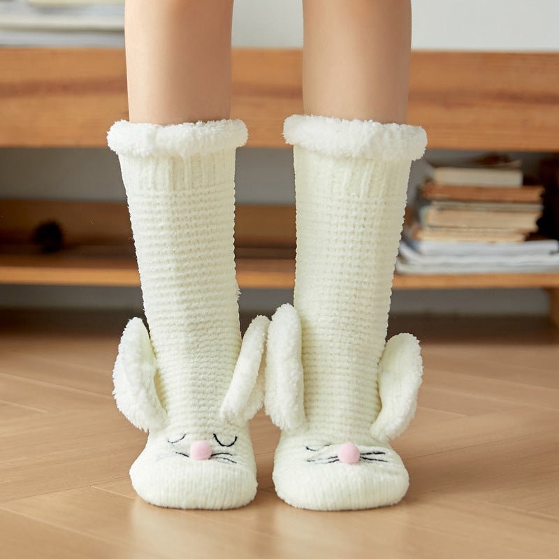 Chaussons chaussettes lapin en maille douce - vue 2