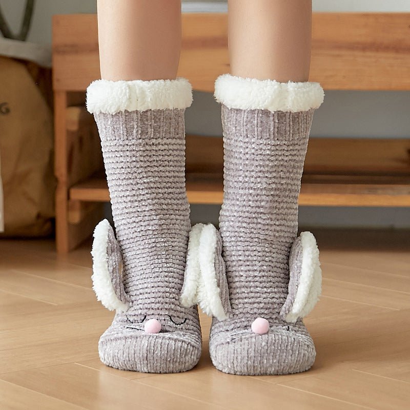Chaussons chaussettes lapin en maille douce - vue 3