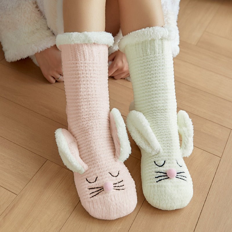 Chaussons chaussettes lapin en maille douce - vue 4