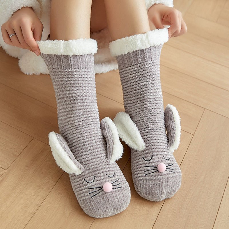 Chaussons chaussettes lapin en maille douce - vue 5