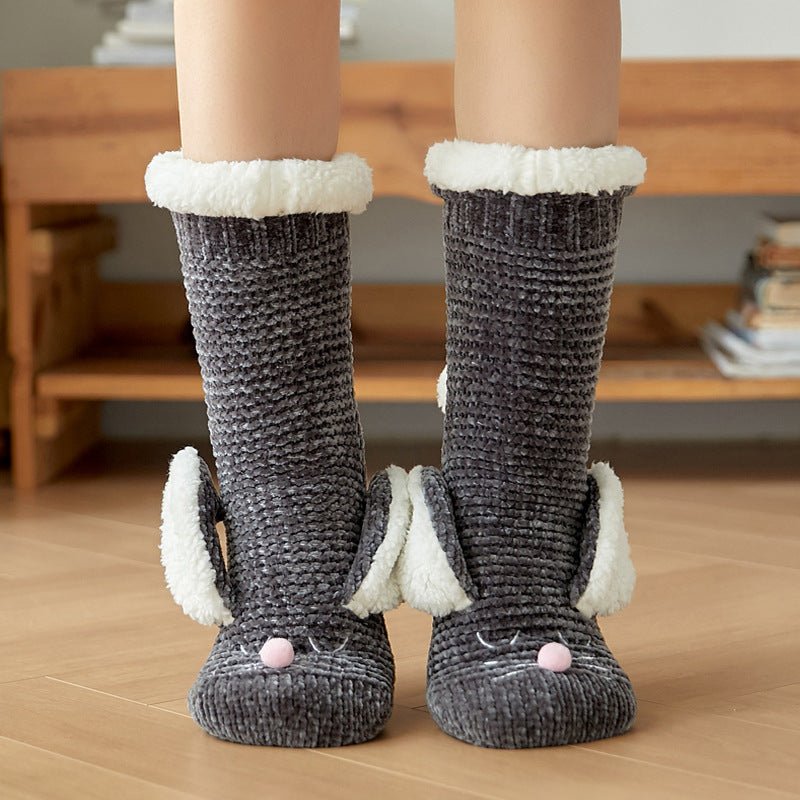 Chaussons chaussettes lapin en maille douce - vue 1 Chaussons chaussettes lapin en maille douce - vue 1