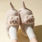 chaussons femme pilou pilou chat beige vue 1