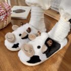 chaussons femme vache blanc et noir vue 4